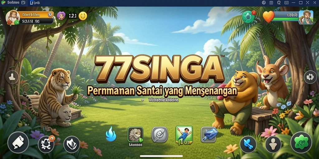 Tampilan gameplay 77SINGA yang penuh warna dan menarik.