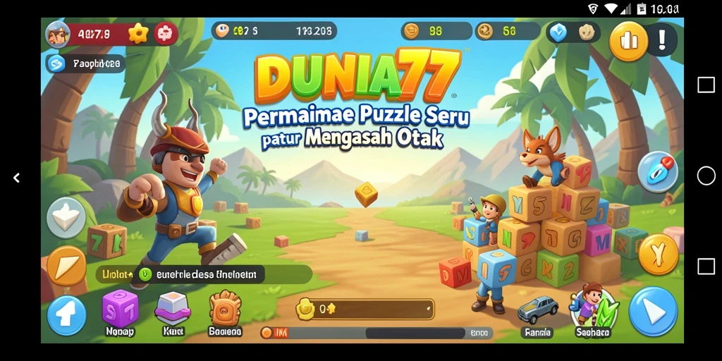 Screenshot DUNIA77 menampilkan gameplay puzzle yang menantang dan menarik.