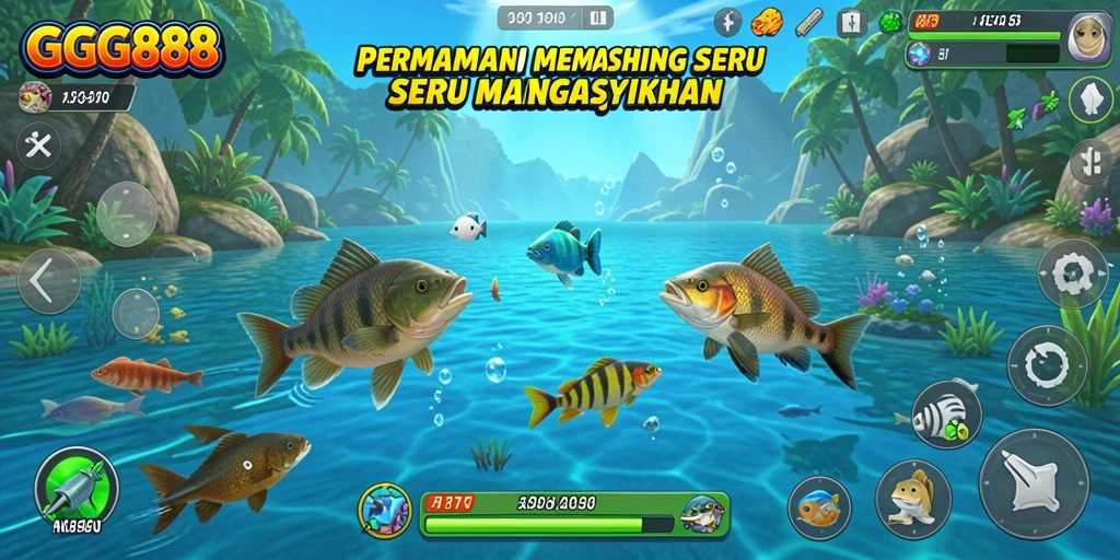 Tampilan gameplay GGG888 yang memukau saat memancing di laut.