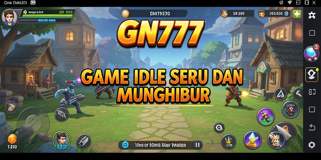 Screenshot gameplay GN777 dengan karakter lucu dalam mode Idle.