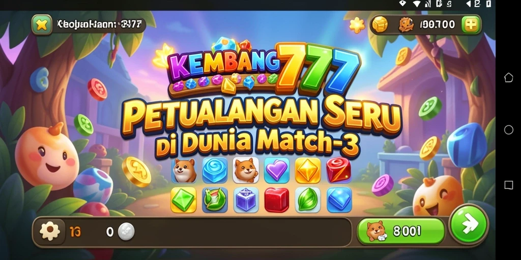 Tampilan gameplay menarik dari KEMBANG777 di level Match-3.