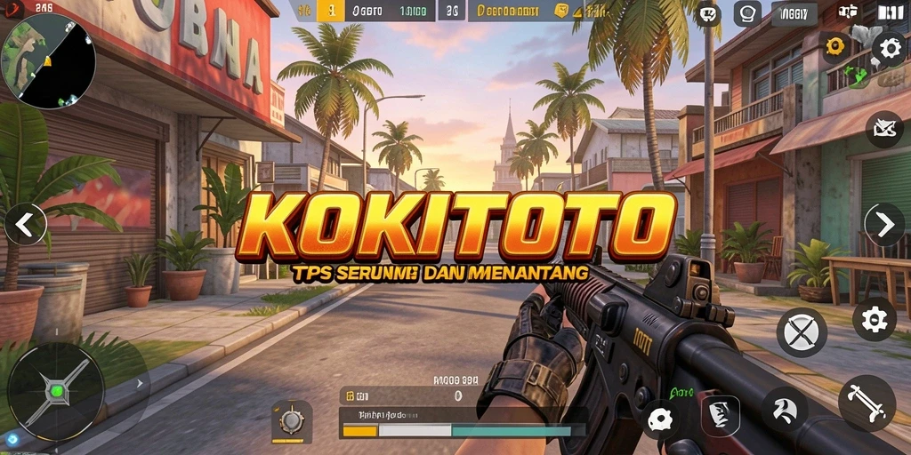 Screenshot gameplay KOKITOTO menampilkan aksi mendebarkan dalam pertempuran TPS.