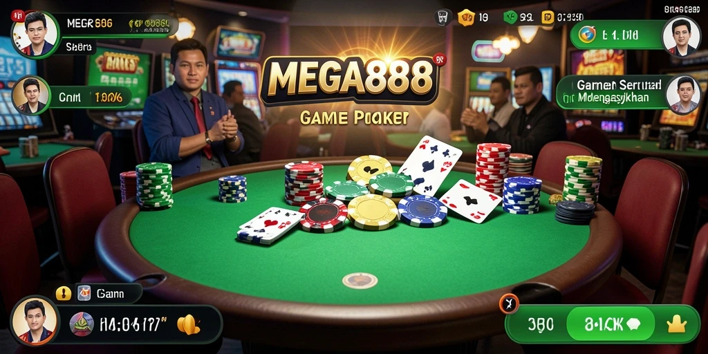 Tampilan gameplay Poker di MEGA888 yang menarik dan interaktif.