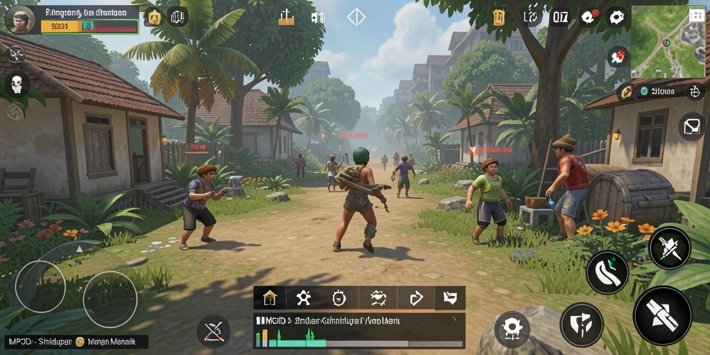 Tampilan gameplay MPOID yang menampilkan interaksi karakter dan lingkungan.