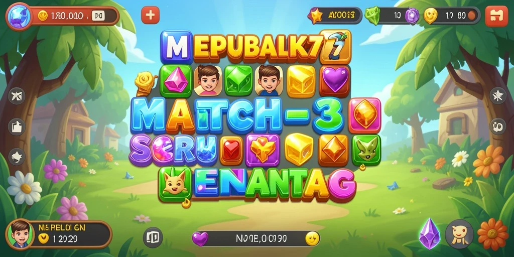 Tampilan gameplay seru dari REPUBLIK77 dengan tantangan Match-3.
