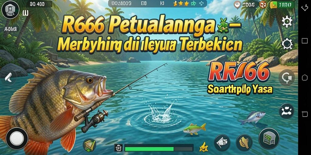 Tampilan menakjubkan gameplay memancing di RR666 yang penuh warna.