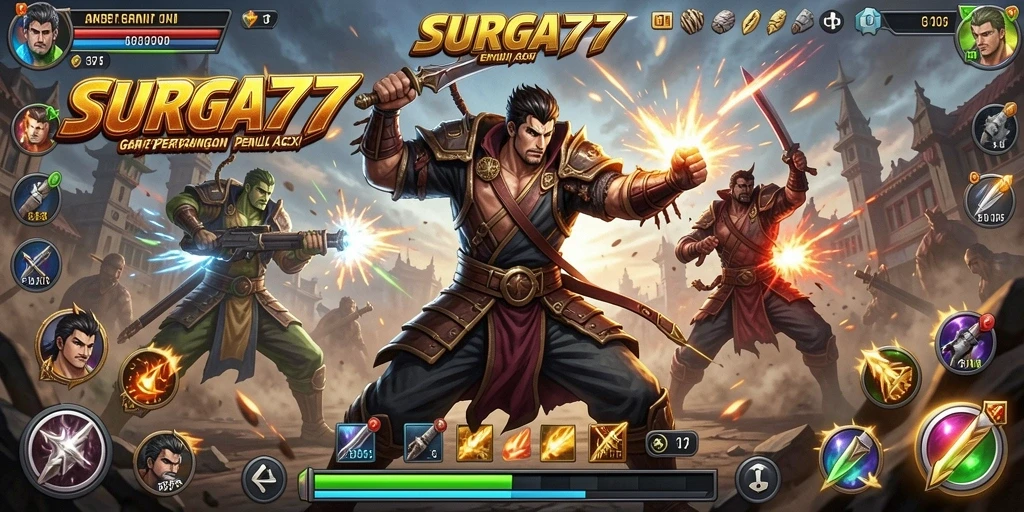 Tampilan seru dari gameplay SURGA77 dalam pertarungan epik.