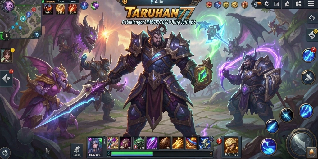 Screenshot TARUHAN77 menampilkan aksi pertempuran epik dalam dunia MMORPG.