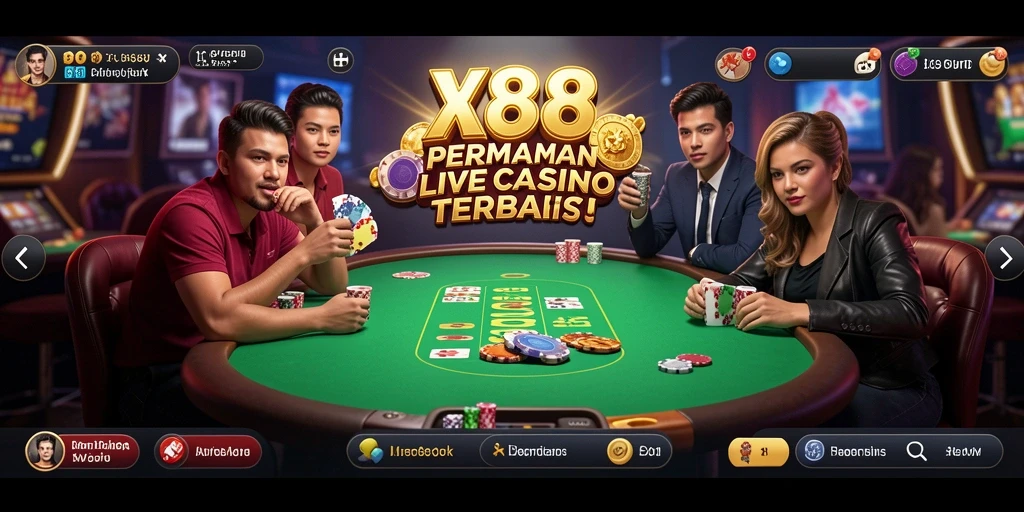 Gameplay Live Casino X88 dengan dealer profesional dan suasana yang mendebarkan.